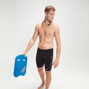 Schwimmhose mit Tech-Einsätzen für Herren Schwarz/Orange