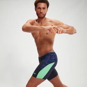 Mittellange Endurance+ Max Splice-Schwimmhose für Herren Marineblau/Grün