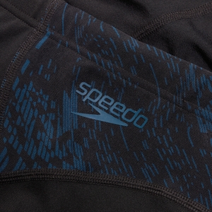 Mittellange Endurance+ Max Compression-Schwimmhose für Herren Schwarz/Türkis