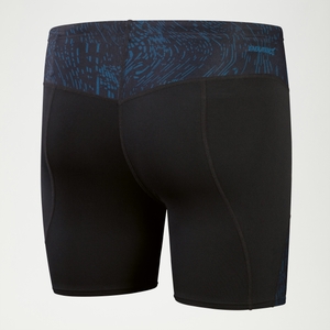Mittellange Endurance+ Max Compression-Schwimmhose für Herren Schwarz/Türkis