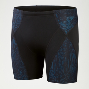 Mittellange Endurance+ Max Compression-Schwimmhose für Herren Schwarz/Türkis
