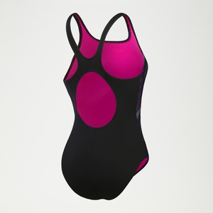 HyperBoom Muscleback-Badeanzug für Damen Schwarz/Pink