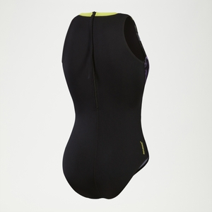 Bedruckter Hydrasuit für Damen Schwarz/Gelb