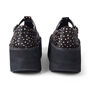 Adult Women Kick T Bar Platform Leather Black