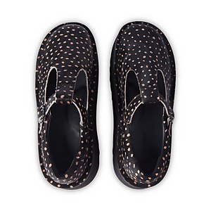 Adult Women Kick T Bar Platform Leather Black