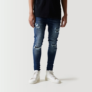 11 Degrees Sustainable Distressed Skinny Jeans - Blue Black OD