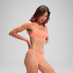 Korallenfarbene FLU3NTE Bikinihose mit Scoop-Front