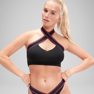 Women's Flu3nte Halter Crop Top Black
