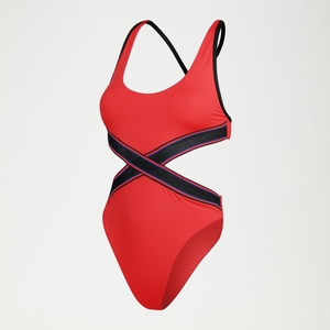 Roter FLU3NTE Convertible Badeanzug mit Cut-Out
