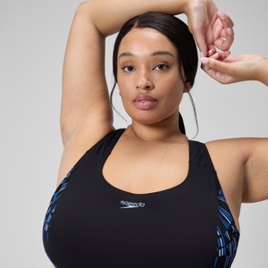 Medalist-Badeanzug in Plusgröße für Damen Schwarz/Blau