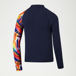 Boys Digital Long Sleeve Rash Top Navy/Red/Green