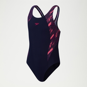 Maillot de bain Fille HyperBoom Splice Muscleback bleu marine/rose - 15-16