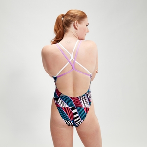 Women's Allover Digital Starback Swimsuit Black/White/Red