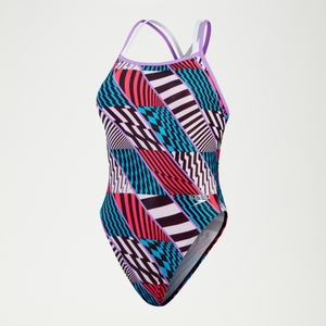 Women's Allover Digital Starback Swimsuit Black/White/Red