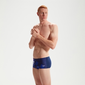 Herren Club Training Badehose mit digitalem Print, 17 cm Blau