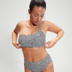 Haut asymétrique Femme effet galbant imprimé noir/blanc