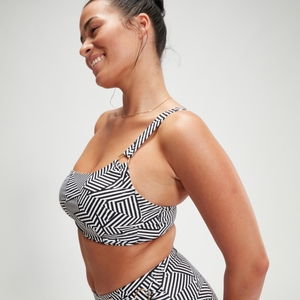 Haut asymétrique Femme effet galbant imprimé noir/blanc