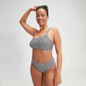 Haut asymétrique Femme effet galbant imprimé noir/blanc