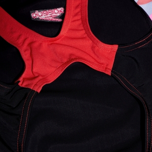 Combishort Fille Panel imprimé noir/rouge
