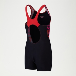 Combishort Fille Panel imprimé noir/rouge