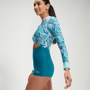 Langarm-Badeanzug mit extra-niedrigem Beinausschnitt für Damen