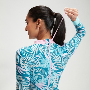 Langarm-Badeanzug mit extra-niedrigem Beinausschnitt für Damen