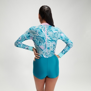 Langarm-Badeanzug mit extra-niedrigem Beinausschnitt für Damen