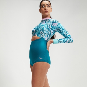 Langarm-Badeanzug mit extra-niedrigem Beinausschnitt für Damen