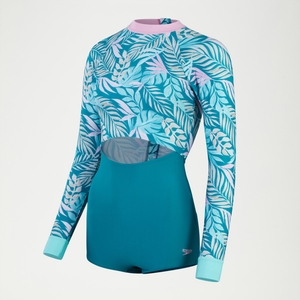 Langarm-Badeanzug mit extra-niedrigem Beinausschnitt für Damen