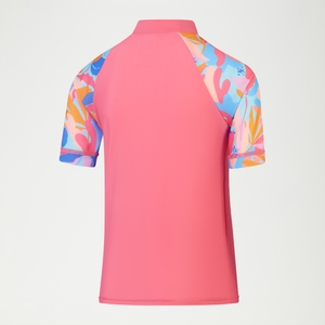 Girls Printed Short Sleeve Sun Top Pink/Blue