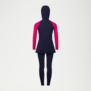 Diskreter 3-teiliger Badeanzug für Mädchen Marineblau/Pink