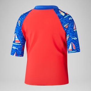 Digital Kurzarm-Rash-Top-Set für Jungen Rot/Blau