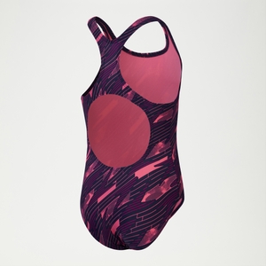 Girls HyperBoom Allover Medalist Swimsuit Navy/Pink