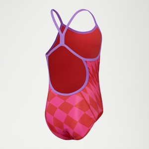 Girls Allover Digital Vback Swimsuit Red/Pink