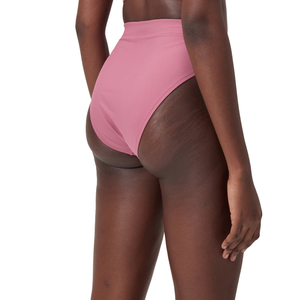 Bas de bikini taille haute uni Femme Rose