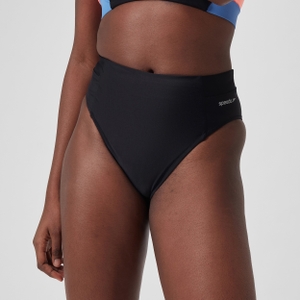 Women's Solid High Waist Bikini Bottom Black