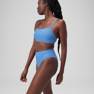 Women's Solid High Waisted Bikini Bottom Blue