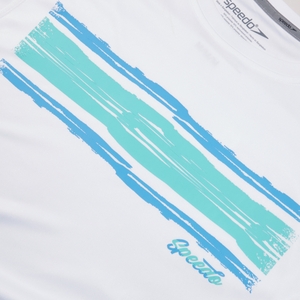 Kurzarm-Grafik-Badeshirt für Herren Weiß/Blau