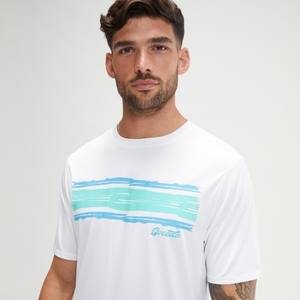 Kurzarm-Grafik-Badeshirt für Herren Weiß/Blau