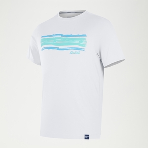 Kurzarm-Grafik-Badeshirt für Herren Weiß/Blau