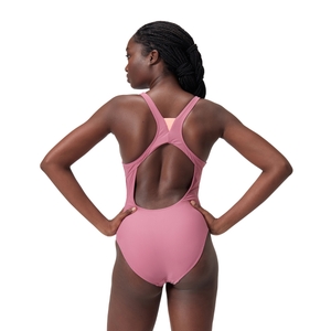 Women's Solid High Neck One Piece Purple