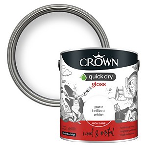 Crown Quick Dry Gloss Paint Pure Brilliant White - 2.5L