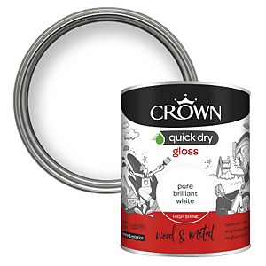 Crown Quick Dry Gloss Paint Pure Brilliant White - 750ml
