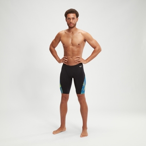 Men's Allover Digital V-Cut Jammer Black/Blue