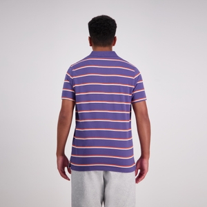 MENS YARN DYE STRIPE SS POLO CROWN BLUE