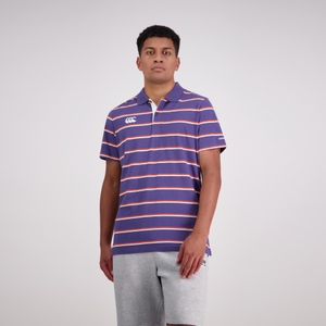 Mens Yarn Dye Stripe Ss Polo Crown Blue- XS