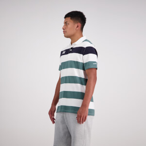 Mens Engineered Stripe Ss Polo Bright White