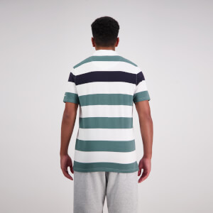 Mens Engineered Stripe Ss Polo Bright White