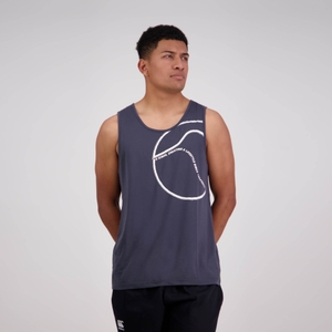 Mens Brush Stroke Singlet Ebony- XS