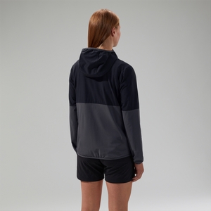 Wandermoor Wind-Damen-Smock Schwarz/Grau